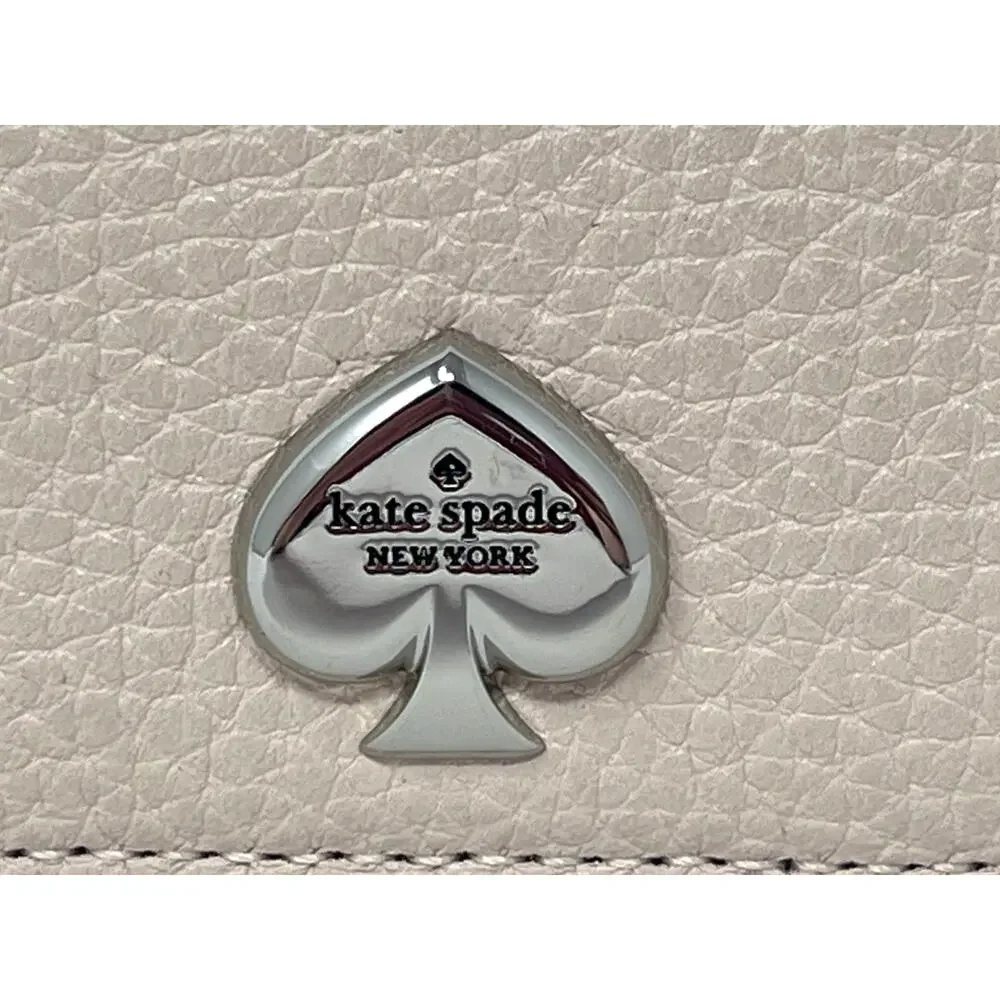 NWT Kate Spade Kayla Large Slim Card Holder Milk Glass Pebbled Leather $149